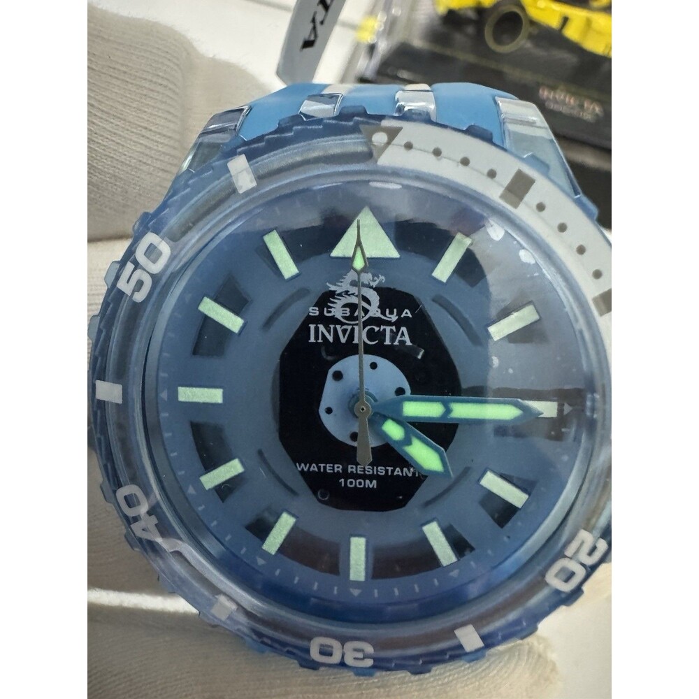 Invicta Subaqua Diver Quartz Analog 100m Blue/Silver w/ Blue/White Strap